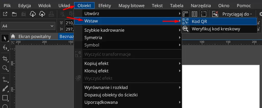CorelDRAW wstawianie kodu QR