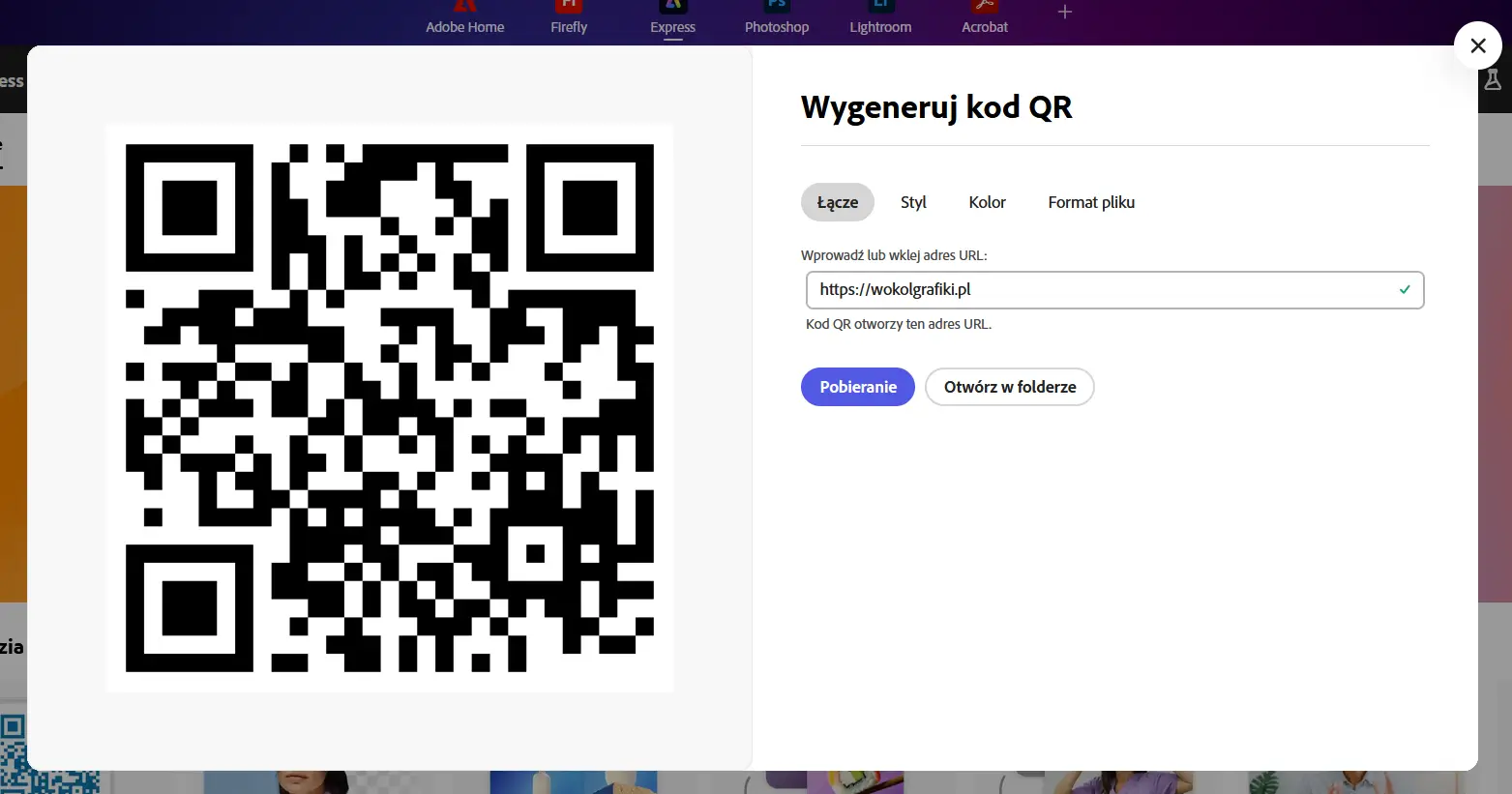 Kod QR w Adobe