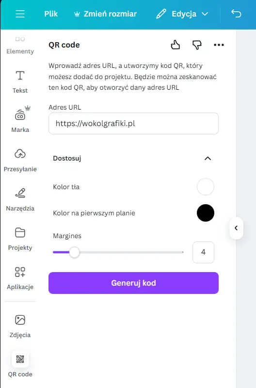Jak wygenerować kod QR w Canva