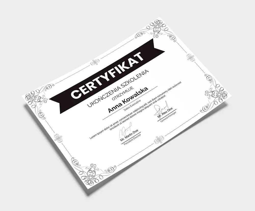 druk certyfikatów i dyplomów